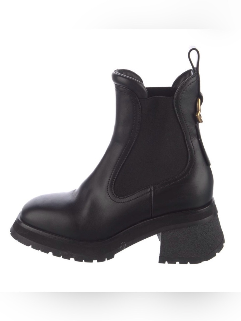 Moncler black Leather Ankle Boots(Gigi Square-Toe Chelsea Boots)